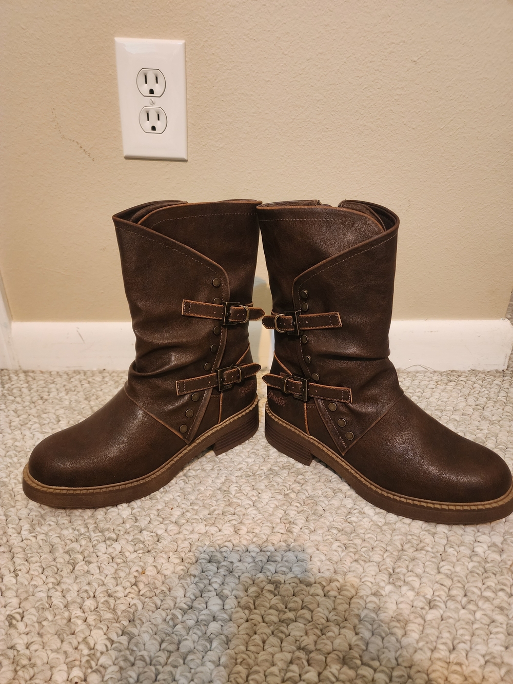 Brown Mid-Calf Buckle Moto Boots By Blowfish Malibu - Picture 2 of 4